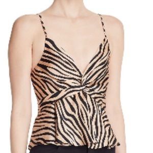 NWOT | AQUA Tiger Print Peplum Tank Top | SZ S